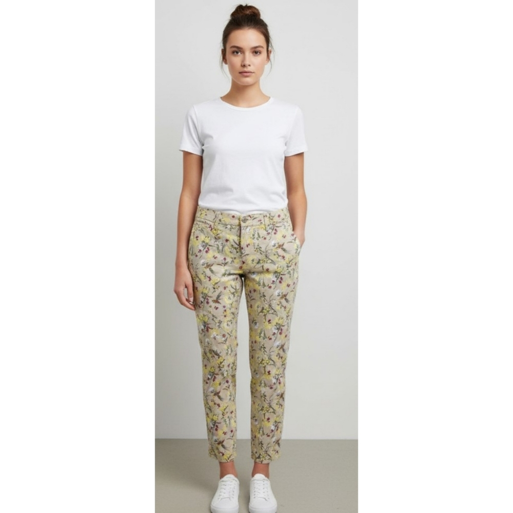 Charter Club Lexington Straight Jeans Tan Floral Size 14P